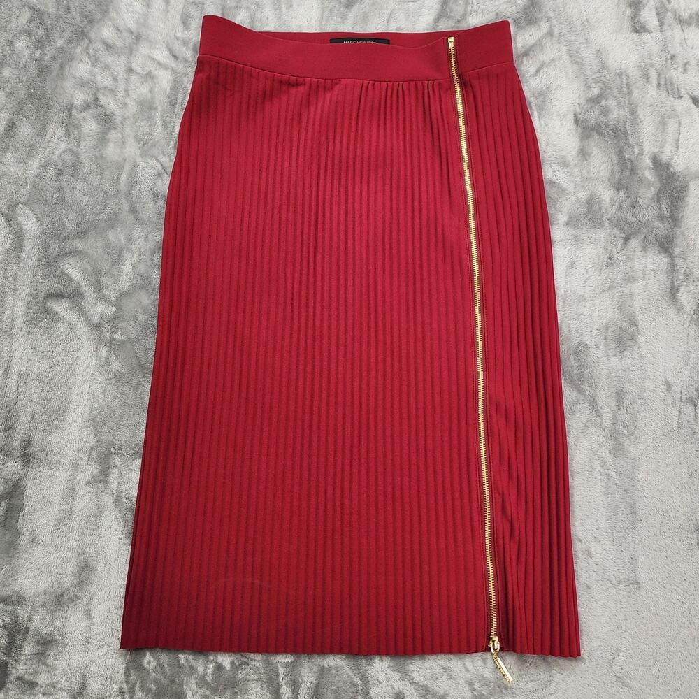 NEW Marc New York Skirt Womens S Beet Red Pull On Pleated Side Zip Slit‎ Preppy